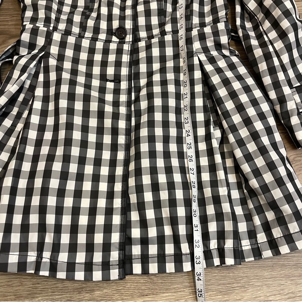 Laundry by Shelli Segal Black & White Gingham Check Plaid Belted Trench Coat - Picture 12 of 16